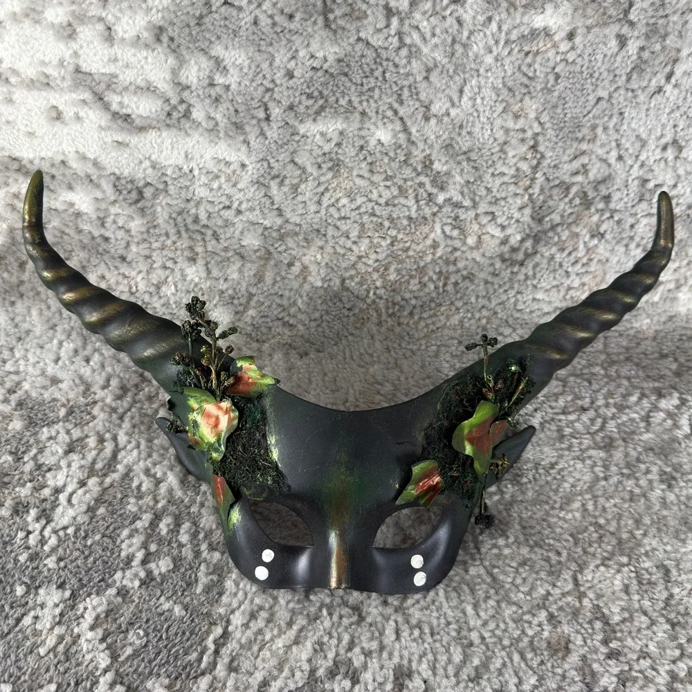 Horned Skull Feathered Gothic Halloween Masquerade Mask Multi Colored Lot of 6